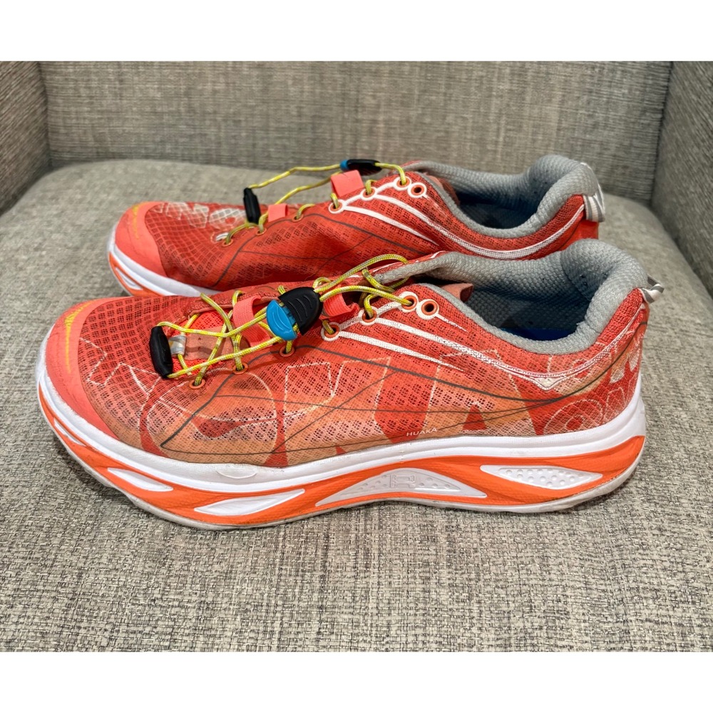 Hoka One One Huaka Womens Running Shoes Coral Orange White 20609-030 Size 9.5